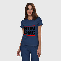 Пижама хлопковая женская Run DMC, цвет: тёмно-синий — фото 2