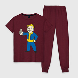 Пижама хлопковая женская Fallout Boy, цвет: меланж-бордовый
