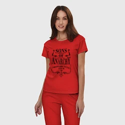 Пижама хлопковая женская Anarchy Motorcycle Club, цвет: красный — фото 2