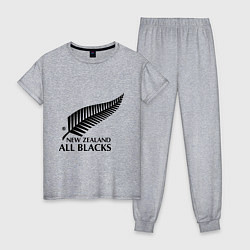Пижама хлопковая женская New Zeland: All blacks, цвет: меланж