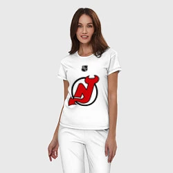 Пижама хлопковая женская New Jersey Devils: Kovalchuk 17, цвет: белый — фото 2