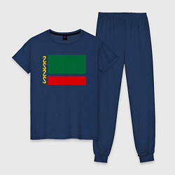 Пижама хлопковая женская Чечня: флаг, цвет: тёмно-синий