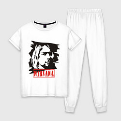 Пижама хлопковая женская Nirvana: Kurt Cobain, цвет: белый