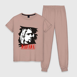 Пижама хлопковая женская Nirvana: Kurt Cobain, цвет: пыльно-розовый