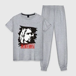 Пижама хлопковая женская Nirvana: Kurt Cobain, цвет: меланж