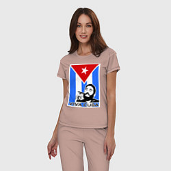 Пижама хлопковая женская Fidel: Viva, Cuba!, цвет: пыльно-розовый — фото 2