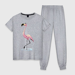 Пижама хлопковая женская Гордый фламинго, цвет: меланж