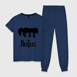 Пижама хлопковая женская The Beatles: Faces, цвет: тёмно-синий