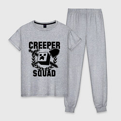 Пижама хлопковая женская Creeper Squad, цвет: меланж