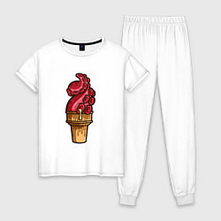 Пижама хлопковая женская Мороженко, цвет: белый