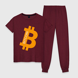 Пижама хлопковая женская Bitcoin Boss, цвет: меланж-бордовый