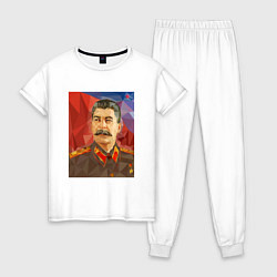 Пижама хлопковая женская Сталин: полигоны, цвет: белый