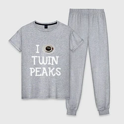 Пижама хлопковая женская I love Twin Peaks, цвет: меланж