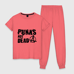 Пижама хлопковая женская Punks not dead, цвет: коралловый