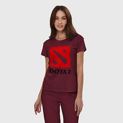 Пижама хлопковая женская Dota 2: Logo, цвет: меланж-бордовый — фото 2