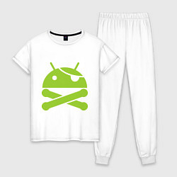 Пижама хлопковая женская Android super user, цвет: белый