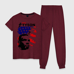 Пижама хлопковая женская Mike Tyson: USA Boxing, цвет: меланж-бордовый