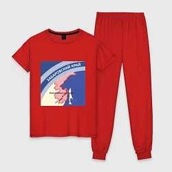 Пижама хлопковая женская Беломор: Хабаровский край, цвет: красный