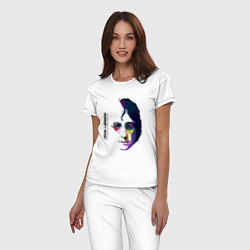 Пижама хлопковая женская John Lennon: Techno, цвет: белый — фото 2