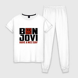 Пижама хлопковая женская Bon Jovi: Nice day, цвет: белый