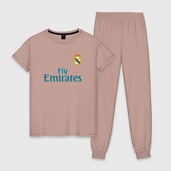 Пижама хлопковая женская Real Madrid: Ronaldo 07, цвет: пыльно-розовый