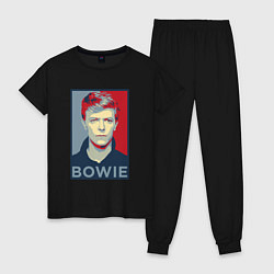 Пижама хлопковая женская Bowie Poster, цвет: черный