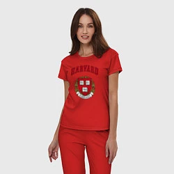 Пижама хлопковая женская Harvard university, цвет: красный — фото 2