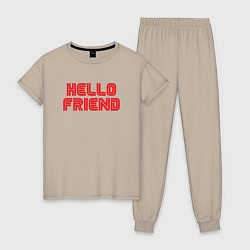 Пижама хлопковая женская Hello Friend, цвет: миндальный