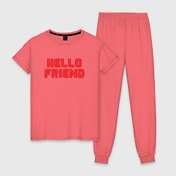 Пижама хлопковая женская Hello Friend, цвет: коралловый