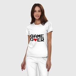 Пижама хлопковая женская Game over 8 bit, цвет: белый — фото 2