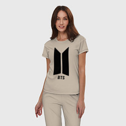 Пижама хлопковая женская BTS Army, цвет: миндальный — фото 2