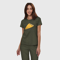 Пижама хлопковая женская Bitcoin Pizza, цвет: меланж-хаки — фото 2