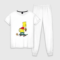 Пижама хлопковая женская Bart Simpson, цвет: белый