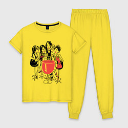 Пижама хлопковая женская Девчонки, цвет: желтый