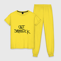 Пижама хлопковая женская Get sherlock, цвет: желтый