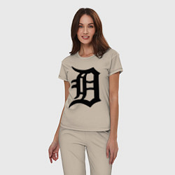 Пижама хлопковая женская Detroit Tigers, цвет: миндальный — фото 2
