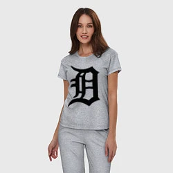 Пижама хлопковая женская Detroit Tigers, цвет: меланж — фото 2