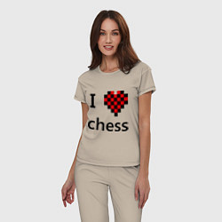 Пижама хлопковая женская I love chess, цвет: миндальный — фото 2