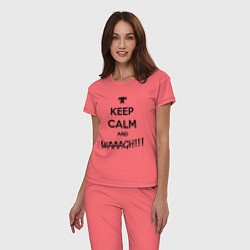 Пижама хлопковая женская Keep Calm & WAAAGH, цвет: коралловый — фото 2
