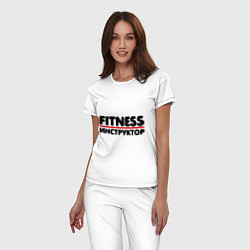 Пижама хлопковая женская Fitness-инструктор, цвет: белый — фото 2