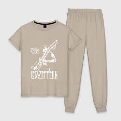 Пижама хлопковая женская Led Zeppelin, цвет: миндальный