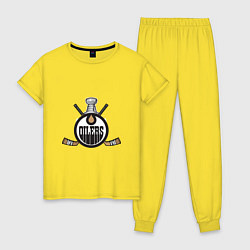 Пижама хлопковая женская Edmonton Oilers Hockey цвета желтый — фото 1
