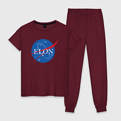 Пижама хлопковая женская Elon NASA, цвет: меланж-бордовый