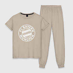 Пижама хлопковая женская FC Bayern Munchen, цвет: миндальный