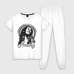 Пижама хлопковая женская Bob Marley: Island, цвет: белый