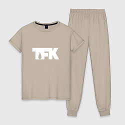 Пижама хлопковая женская TFK: White Logo, цвет: миндальный