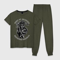Пижама хлопковая женская Sons of Anarchy: Redwood Original, цвет: меланж-хаки