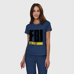 Пижама хлопковая женская FBI: Cyber Crime, цвет: тёмно-синий — фото 2