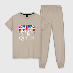 Пижама хлопковая женская Queen UK, цвет: миндальный