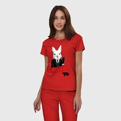 Пижама хлопковая женская Misfits: White rabbit, цвет: красный — фото 2